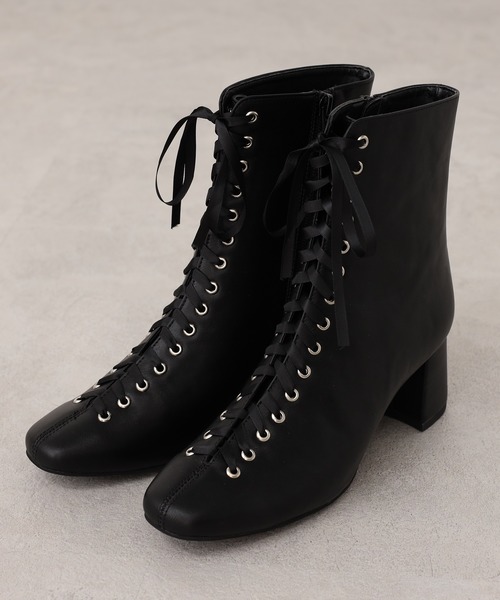 one after another NICE CLAUP（ワンアフターアナザーナイスクラップ）の「レースアップブーティー（ブーツ・レディース・ブラック/ライトベージュ・SMALL/MEDIUM/LARGE）」の18枚目の写真