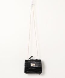 クロコダイル調型押しチェーン2WAYミニショルダーバッグ