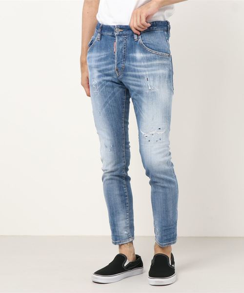 セール】 PANTS 5 デニムパンツ POCKETS /SKATER DESTROY  /LIGHT｜DSQUARED2（ディースクエアード）のファッション /0202（デニムパンツ） DESTROY /LIGHT WASH JEAN  【ノベルティ付】！！