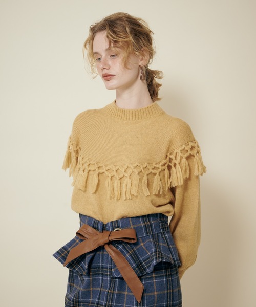 美しい新品送無 Supreme La La シュープリームララ のファッション トップス ニット セーター フリンジケープモヘアライクニット ニット セーター セール ニット セーター Centuria Ec