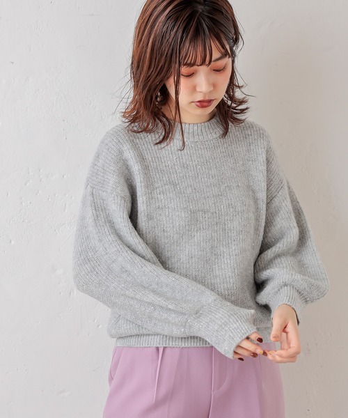 natural couture(ナチュラルクチュール)の「星空スパンコールニット(ニット/セーター・レディース・ベージュ/グレー/ブルー/ピンク・FREE)」の7枚目の写真