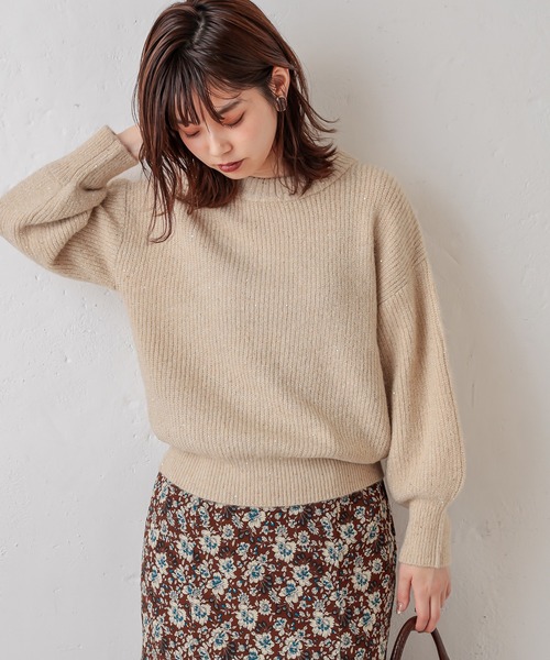 natural couture(ナチュラルクチュール)の「星空スパンコールニット(ニット/セーター・レディース・ベージュ/グレー/ブルー/ピンク・FREE)」の13枚目の写真