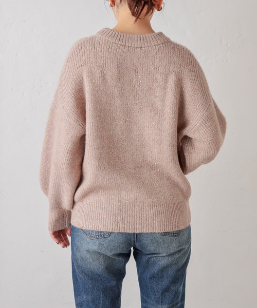 natural couture(ナチュラルクチュール)の「星空スパンコールニット(ニット/セーター・レディース・ベージュ/グレー/ブルー/ピンク・FREE)」の9枚目の写真