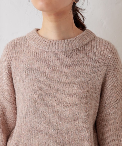 natural couture(ナチュラルクチュール)の「星空スパンコールニット(ニット/セーター・レディース・ベージュ/グレー/ブルー/ピンク・FREE)」の12枚目の写真