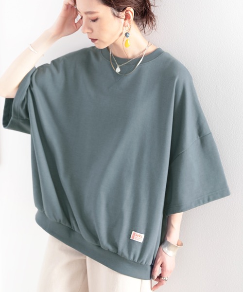 Java（ジャバ）の「《JaVaジャバ コラボ》ゆったり、ビッグシルエットスウェット半袖トレーナー（スウェット・レディース・モスグリーン/モカ/ライトカーキ/グレイッシュブルー/ベージュ/ブラック・MEDIUM/LARGE/X-LARGE）」の10枚目の写真