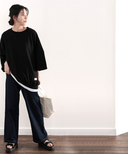 Java（ジャバ）の「《JaVaジャバ コラボ》ゆったり、ビッグシルエットスウェット半袖トレーナー（スウェット・レディース・モスグリーン/モカ/ライトカーキ/グレイッシュブルー/ベージュ/ブラック・MEDIUM/LARGE/X-LARGE）」の21枚目の写真