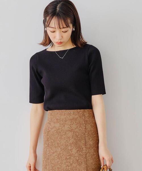 ツイル クルーネック ショートスリーブニット