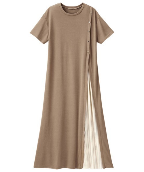 GeeRA（ジーラ）の「ボタン付スリットプリーツ切替ワンピース（ワンピース・レディース・ネイビー/モカ/ブラック/ブラック系その他・MEDIUM/X-LARGE/XX-LARGE/LARGE）」の5枚目の写真