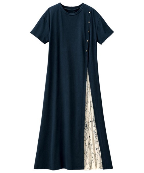 GeeRA（ジーラ）の「ボタン付スリットプリーツ切替ワンピース（ワンピース・レディース・ネイビー/モカ/ブラック/ブラック系その他・MEDIUM/X-LARGE/XX-LARGE/LARGE）」の6枚目の写真