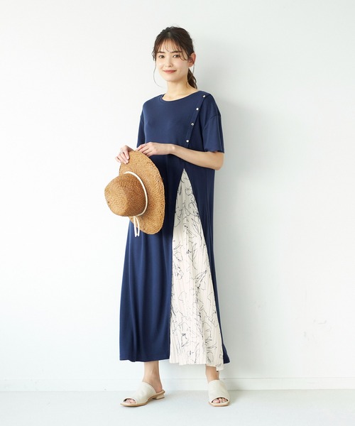 GeeRA（ジーラ）の「ボタン付スリットプリーツ切替ワンピース