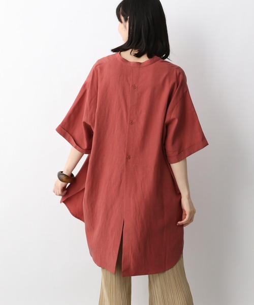 A part by（アパートバイ）の「RyLiスタンドロング半袖シャツ　947032（シャツ/ブラウス・レディース・オフホワイト/カーキ/グレー系その他4/オレンジ系その他5・FREE）」の17枚目の写真