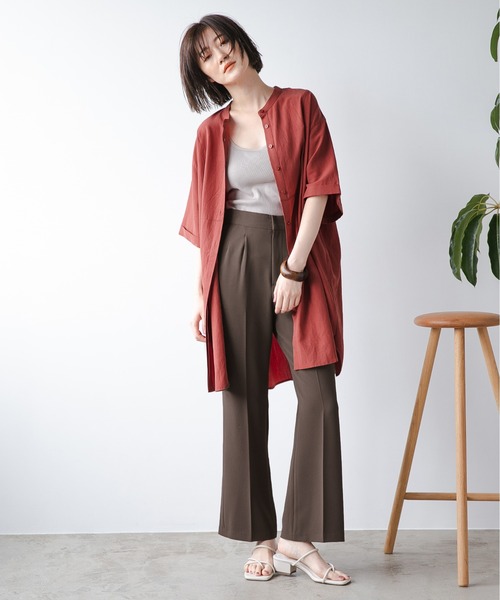 A part by（アパートバイ）の「RyLiスタンドロング半袖シャツ　947032（シャツ/ブラウス・レディース・オフホワイト/カーキ/グレー系その他4/オレンジ系その他5・FREE）」の15枚目の写真