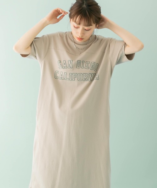 URBAN RESEARCH Sonny Label（アーバンリサーチサニーレーベル）の「『別注』Champion×Sonny Label　USAコットンロゴプリントワンピース（ワンピース・レディース・ホワイト/ブラック/ネイビー/ベージュ系その他・ONE）」の5枚目の写真