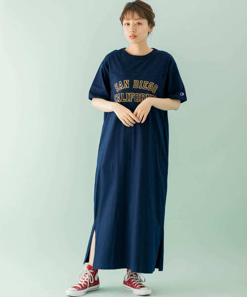 URBAN RESEARCH Sonny Label（アーバンリサーチサニーレーベル）の「『別注』Champion×Sonny Label　USAコットンロゴプリントワンピース（ワンピース・レディース・ホワイト/ブラック/ネイビー/ベージュ系その他・ONE）」の9枚目の写真