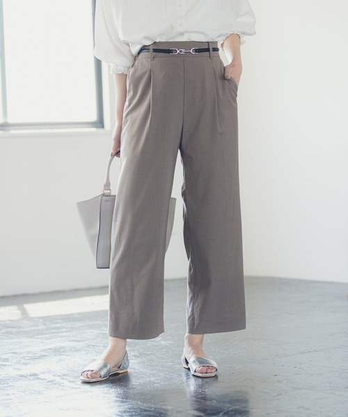 GLOBAL WORK(グローバルワーク)の「ウツクシルエットDRYストレートパンツ/937205(その他パンツ・レディース・ブラック/ブラウン系その他/アイボリー/グリーン・MEDIUM/SMALL/LARGE)」の3枚目の写真