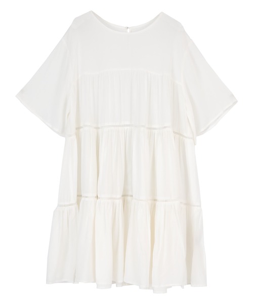 titivate（ティティベイト）の「ハーフスリーブティアードチュニックブラウス（シャツ/ブラウス・レディース・ブラック/オフホワイト/ライトグリーン/グレイッシュベージュ・S/M）」の5枚目の写真