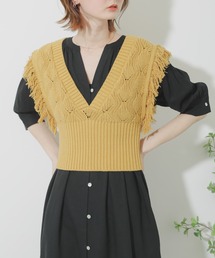 SENSE OF PLACE by URBAN RESEARCH | 【WEB/一部店舗限定】Vネックフリンジノースリーブビスチェ(ベスト)