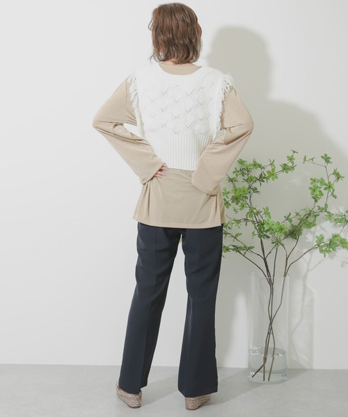 SENSE OF PLACE by URBAN RESEARCH（センスオブプレイスバイアーバンリサーチ）の「Vネックフリンジノースリーブビスチェ（ベスト・レディース・ブラック/オレンジ/イエロー/オフホワイト・ONE）」の9枚目の写真