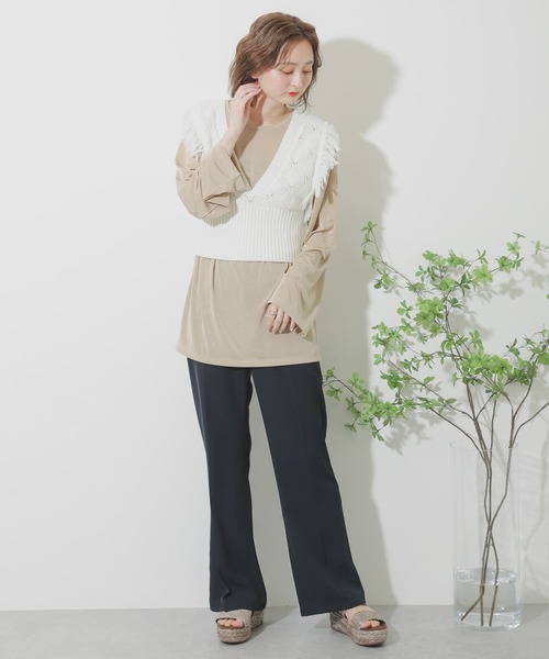 SENSE OF PLACE by URBAN RESEARCH（センスオブプレイスバイアーバンリサーチ）の「Vネックフリンジノースリーブビスチェ（ベスト・レディース・ブラック/オレンジ/イエロー/オフホワイト・ONE）」の11枚目の写真