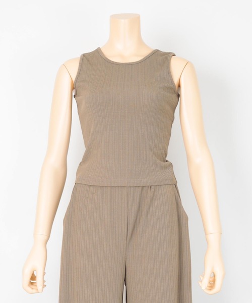 SEA DRESS（シードレス）の「ﾊﾞｯｸｸﾛｽﾀﾝｸﾄｯﾌﾟ×ﾊﾟﾝﾂｾｯﾄｱｯﾌﾟ（セットアップ・レディース・ブラウン/オフホワイト/グレイッシュベージュ・S/M/L）」の15枚目の写真