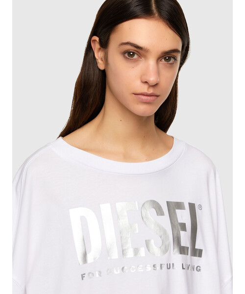 DIESEL（ディーゼル）の「レディース ワンピース ロゴ プリント 半袖 ドレス（ワンピース・レディース・ホワイト/パープル/ブラック・SMALL/X-SMALL/XX-SMALL）」の14枚目の写真