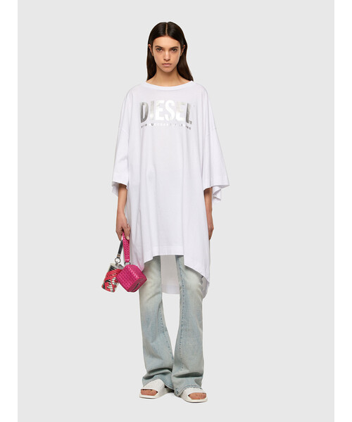 DIESEL（ディーゼル）の「レディース ワンピース ロゴ プリント 半袖 ドレス（ワンピース・レディース・ホワイト/パープル/ブラック・SMALL/X-SMALL/XX-SMALL）」の16枚目の写真