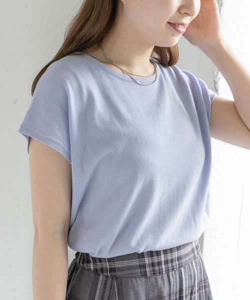 URBAN RESEARCH Sonny Label（アーバンリサーチサニーレーベル）の「〈接触冷感〉クールミストフレンチスリーブプルオーバー（ニット/セーター・レディース・ブラック/ブルー系その他/オフホワイト・FREE）」の10枚目の写真