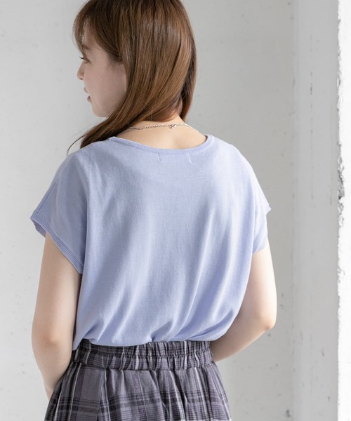 URBAN RESEARCH Sonny Label（アーバンリサーチサニーレーベル）の「〈接触冷感〉クールミストフレンチスリーブプルオーバー（ニット/セーター・レディース・ブラック/ブルー系その他/オフホワイト・FREE）」の12枚目の写真