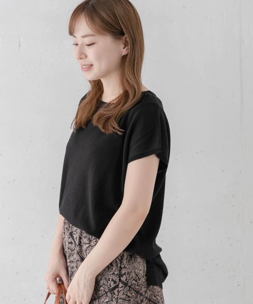 URBAN RESEARCH Sonny Label（アーバンリサーチサニーレーベル）の「〈接触冷感〉クールミストフレンチスリーブプルオーバー（ニット/セーター・レディース・ブラック/ブルー系その他/オフホワイト・FREE）」の14枚目の写真