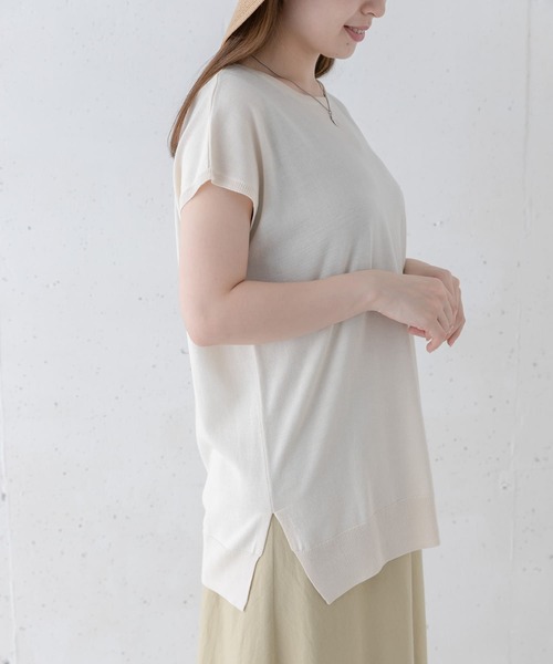 URBAN RESEARCH Sonny Label（アーバンリサーチサニーレーベル）の「〈接触冷感〉クールミストフレンチスリーブプルオーバー（ニット/セーター・レディース・ブラック/ブルー系その他/オフホワイト・FREE）」の17枚目の写真