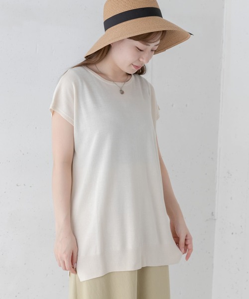 URBAN RESEARCH Sonny Label（アーバンリサーチサニーレーベル）の「〈接触冷感〉クールミストフレンチスリーブプルオーバー（ニット/セーター・レディース・ブラック/ブルー系その他/オフホワイト・FREE）」の18枚目の写真