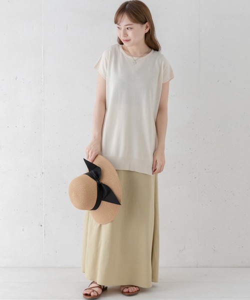 URBAN RESEARCH Sonny Label（アーバンリサーチサニーレーベル）の「〈接触冷感〉クールミストフレンチスリーブプルオーバー（ニット/セーター・レディース・ブラック/ブルー系その他/オフホワイト・FREE）」の19枚目の写真