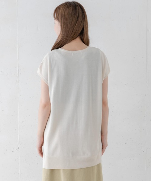 URBAN RESEARCH Sonny Label（アーバンリサーチサニーレーベル）の「〈接触冷感〉クールミストフレンチスリーブプルオーバー（ニット/セーター・レディース・ブラック/ブルー系その他/オフホワイト・FREE）」の22枚目の写真