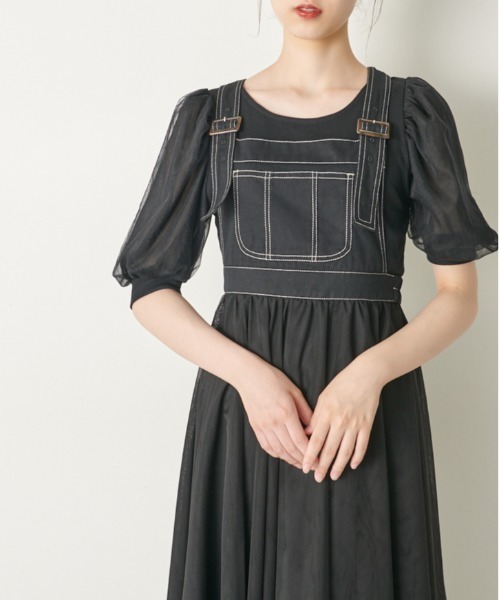 OLIVE des OLIVE(オリーブデオリーブ)の「チュールエアリージャンスカ(ワンピース・レディース・アイボリー/ワンウォッシュ/ブラック・FREE)」の17枚目の写真