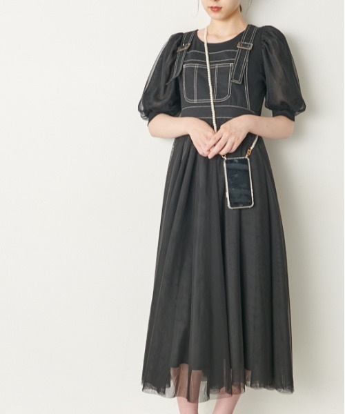 OLIVE des OLIVE(オリーブデオリーブ)の「チュールエアリージャンスカ(ワンピース・レディース・アイボリー/ワンウォッシュ/ブラック・FREE)」の21枚目の写真