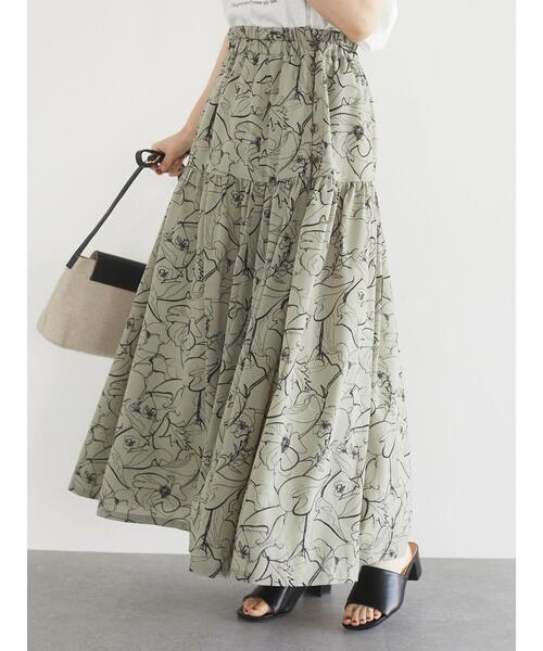 Green　Parks（グリーンパークス）の「<サイズ・丈調整>花柄ティアードスカート＊＊（スカート・レディース・ブラック/カーキ/アイボリー・FREE）」の21枚目の写真