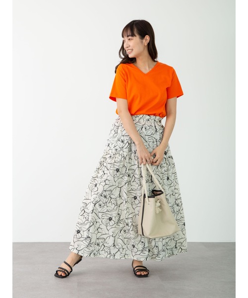 Green　Parks（グリーンパークス）の「<サイズ・丈調整>花柄ティアードスカート＊＊（スカート・レディース・ブラック/カーキ/アイボリー・FREE）」の5枚目の写真