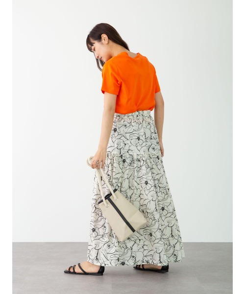 Green　Parks（グリーンパークス）の「<サイズ・丈調整>花柄ティアードスカート＊＊（スカート・レディース・ブラック/カーキ/アイボリー・FREE）」の6枚目の写真