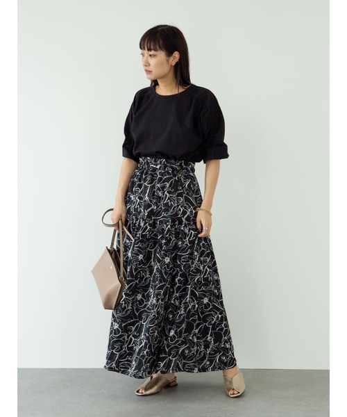 Green　Parks（グリーンパークス）の「<サイズ・丈調整>花柄ティアードスカート＊＊（スカート・レディース・ブラック/カーキ/アイボリー・FREE）」の11枚目の写真