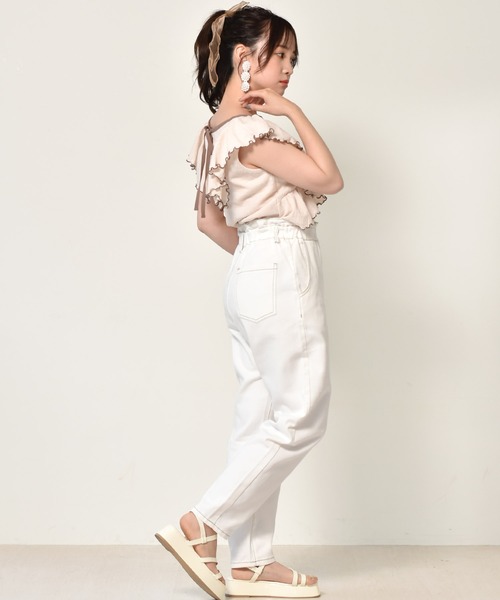 ems excite（エムズエキサイト）の「デニムゆるパンツ（デニムパンツ・レディース・ブラック/ケミカルウォッシュ/オフホワイト・FREE）」の6枚目の写真