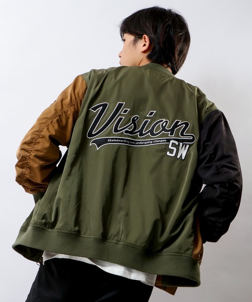 VISION STREET WEAR（ヴィジョンストリートウェア）の「VISION STREET WEAR ワッペンビッグシルエット MA-1（MA-1・メンズ・カーキ/ブラック/マルチ・M/LL/L）」の3枚目の写真