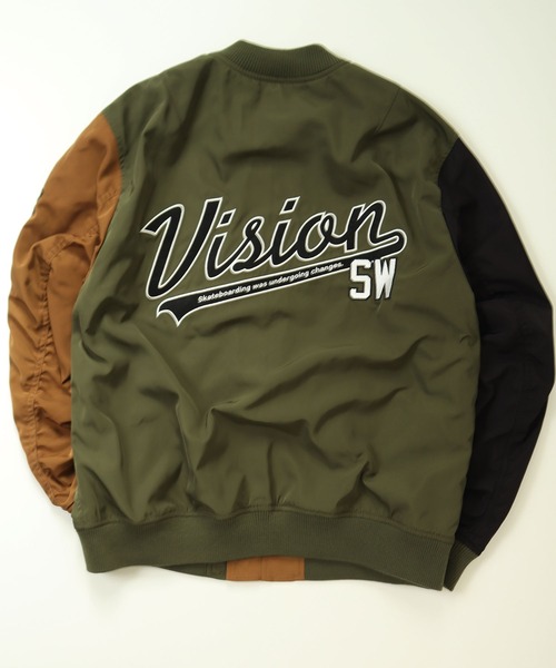 VISION STREET WEAR（ヴィジョンストリートウェア）の「VISION STREET WEAR ワッペンビッグシルエット MA-1（MA-1・メンズ・カーキ/ブラック/マルチ・M/LL/L）」の14枚目の写真
