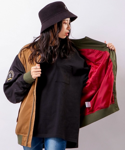 VISION STREET WEAR（ヴィジョンストリートウェア）の「VISION STREET WEAR ワッペンビッグシルエット MA-1（MA-1・メンズ・カーキ/ブラック/マルチ・M/LL/L）」の12枚目の写真