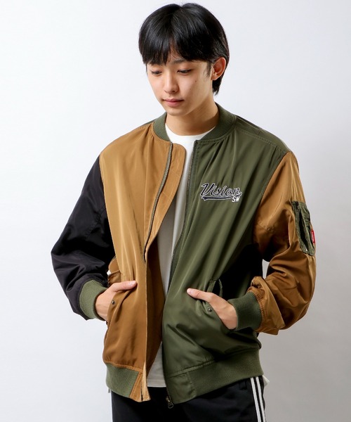 VISION STREET WEAR（ヴィジョンストリートウェア）の「VISION STREET WEAR ワッペンビッグシルエット MA-1（MA-1・メンズ・カーキ/ブラック/マルチ・M/LL/L）」の19枚目の写真