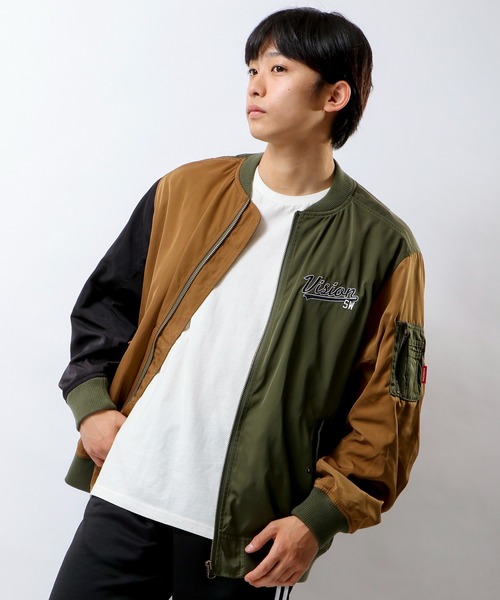 VISION STREET WEAR（ヴィジョンストリートウェア）の「VISION STREET WEAR ワッペンビッグシルエット MA-1（MA-1・メンズ・カーキ/ブラック/マルチ・M/LL/L）」の11枚目の写真
