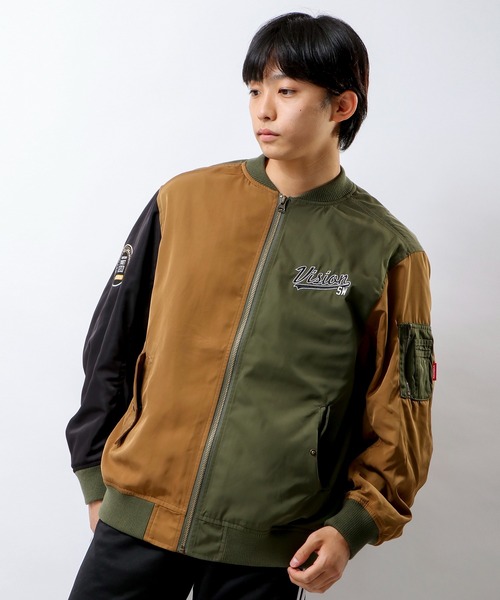 VISION STREET WEAR（ヴィジョンストリートウェア）の「VISION STREET WEAR ワッペンビッグシルエット MA-1（MA-1・メンズ・カーキ/ブラック/マルチ・M/LL/L）」の6枚目の写真