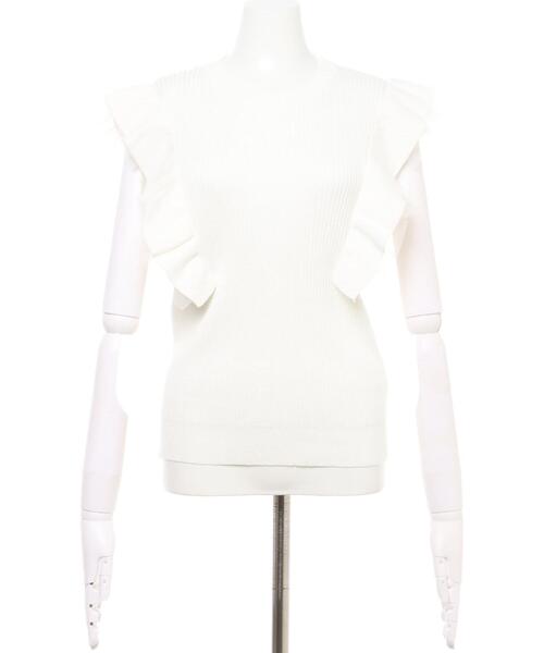 INGNI（イング）の「フリルノースリニット（ニット/セーター・レディース・ブラック/オフホワイト/モカ・M）」の4枚目の写真