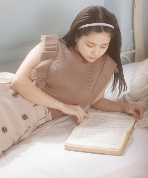 INGNI（イング）の「フリルノースリニット（ニット/セーター・レディース・ブラック/オフホワイト/モカ・M）」の10枚目の写真