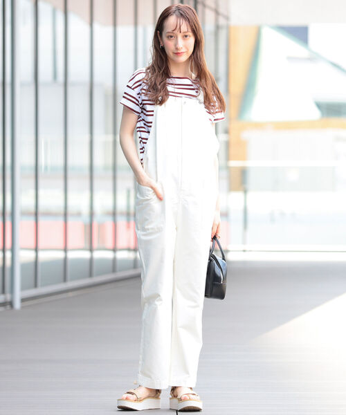 Ray BEAMS（レイビームス）の「Ray BEAMS / パッチ ポケット オーバーオール▲（サロペット/オーバーオール・レディース・ホワイト/ブラック・1/0）」の8枚目の写真