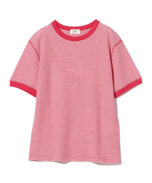 BEAMS HEART(ビームスハート)の「BEAMS HEART / ワッフルボーダー プルオーバー(Tシャツ/カットソー・レディース・ネイビー/レッド/グリーン・FREE)」の3枚目の写真